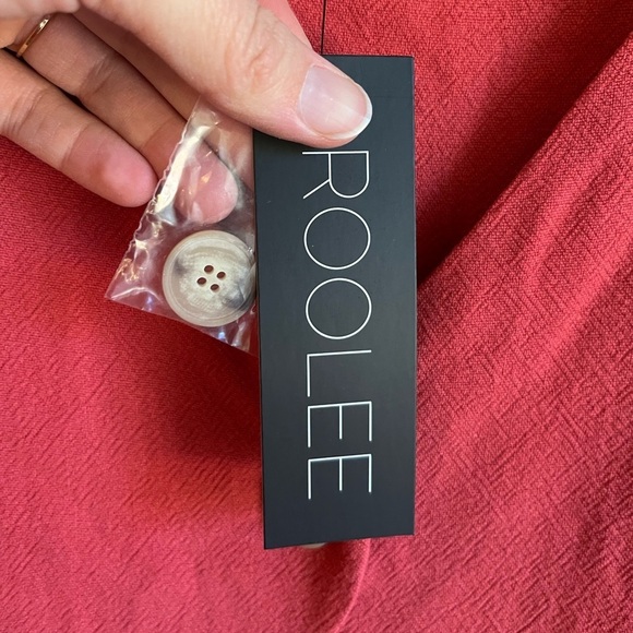 NWT Roolee Scalloped Linen Blend Button Down Red Pink Short Sleeve Dress… - Picture 11 of 11